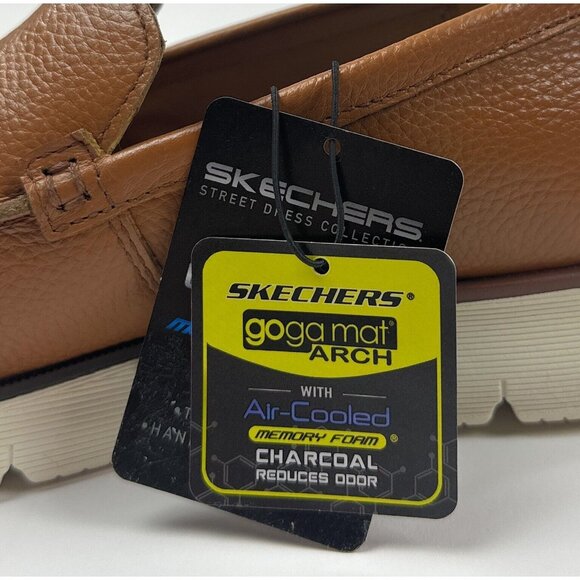 Skechers Augustino Ossie Moc Toe Mens 8.5 Cognac Leather Loafers Shoes 205096 - Picture 9 of 10